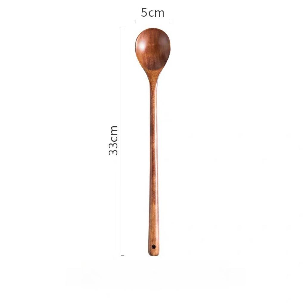Long Wooden Stirring Spoon Natural Wood Soup Tableware Cooking Honey Coffee Spoon Mixing Spoons