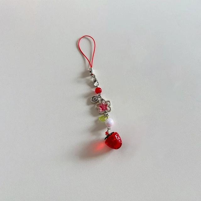 Lightweight Sweet Cute Strawberry Keychain Cellphone Charm Lanyard Lovely Fruits Bag Chain for Girls Aesthetic Jewelry Props