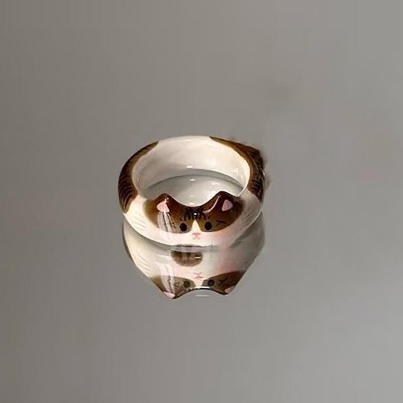 Fashionable Creative Cute Cat Drop Glaze Women'S Ring Valentine'S Day Year Gift