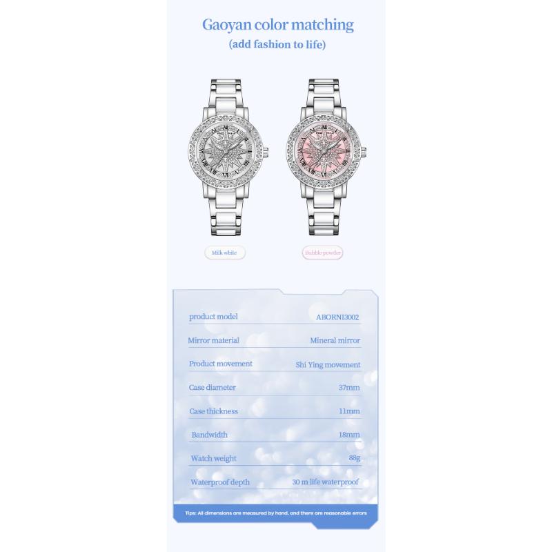 ABORNI Rotation Dial Women Bracelet Watches Silver Ladies Wrist Watches Gift For Girlfriend Wife Quartz Wristwatches