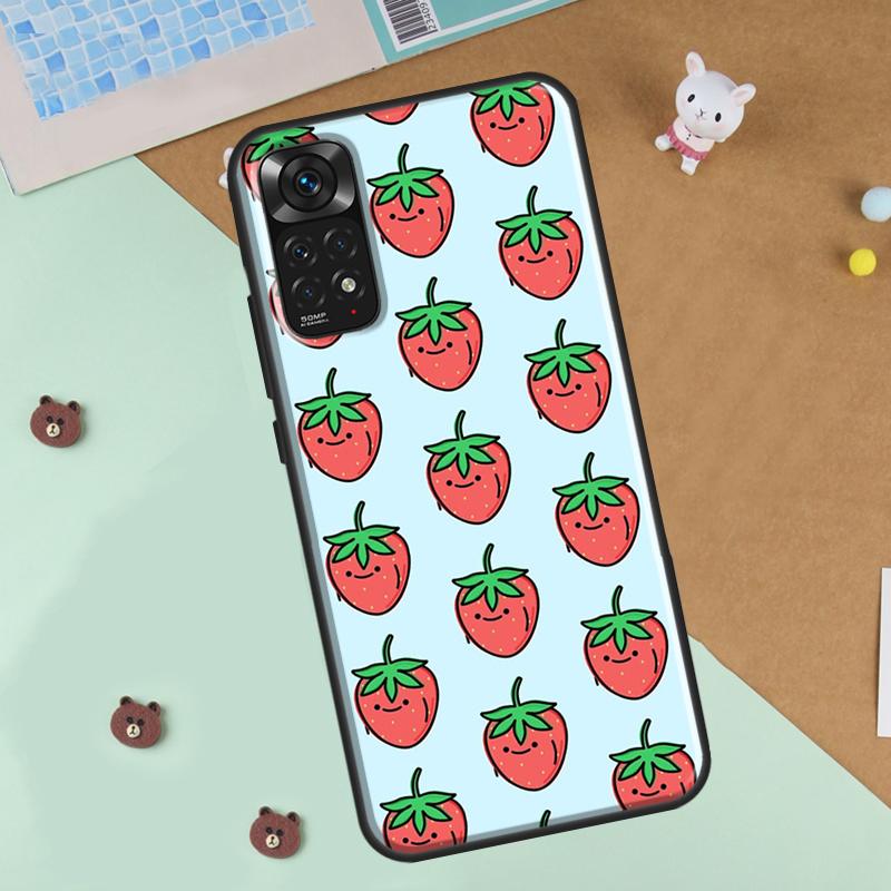 Cute Strawberry Phone Case For Xiaomi Redmi Note 12 8 9 10 11 Pro 8T 9S 10S 11S 12S 10A 9C 10C 12C Cover