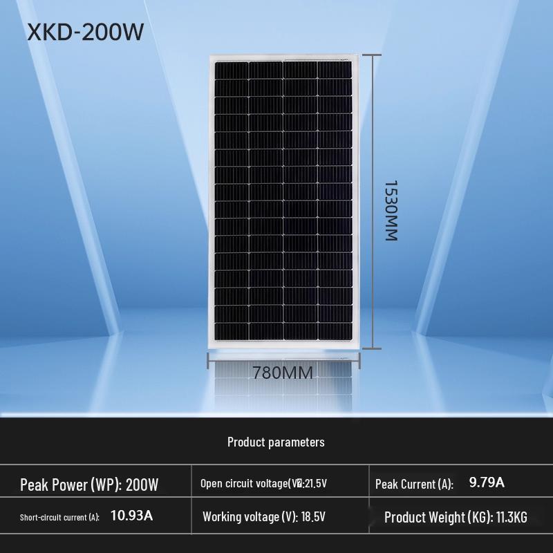 Brand New 200W Monocrystalline Solar Panel for 12V/24V Photovoltaic Power System - Free Shipping
