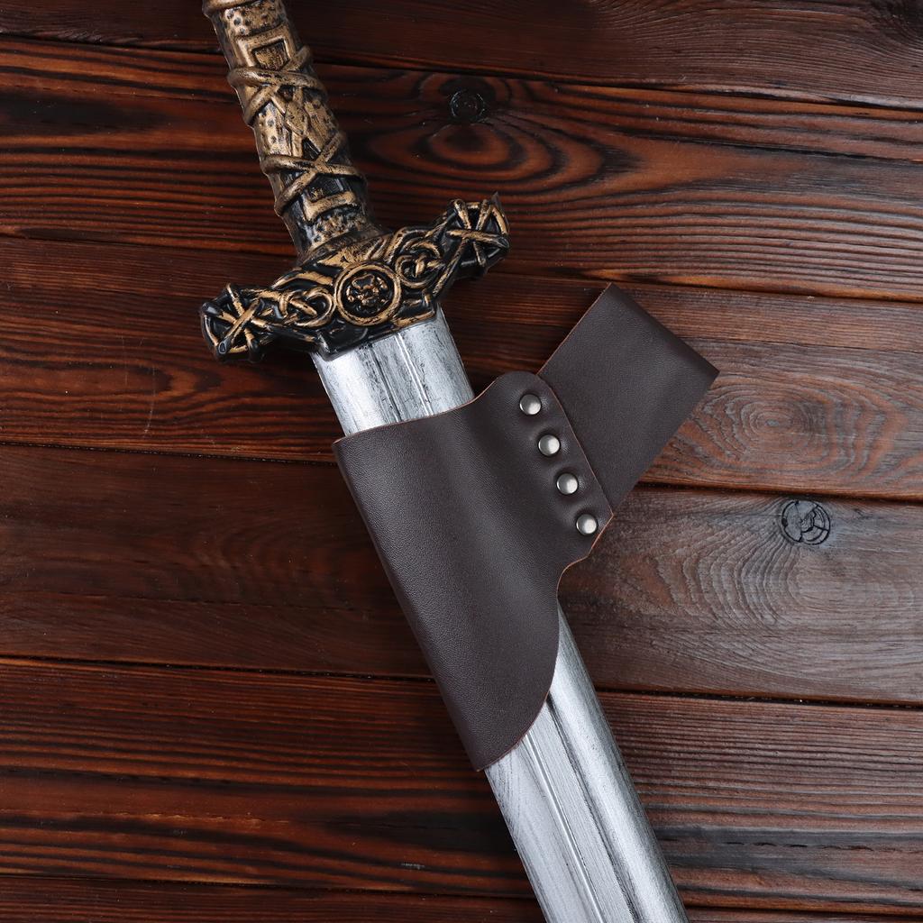 Medieval Belt Accessories Knight Double Back Sword Scabbard Frog Seat PU Leather Sword Buckle Belt Holster Viking Role Play