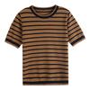 Crew Neck Striped Cotton Short-sleeved Women's Summertime Bottoming Shirt Relaxed Fit Versatile Cotton Thread T-shirt