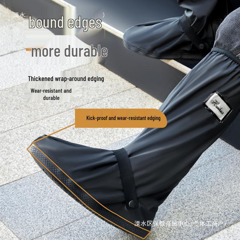 Men's & Women's High-Top Waterproof Non-Slip Rain Shoe Covers, Thickened & Wear-Resistant, Large Size
