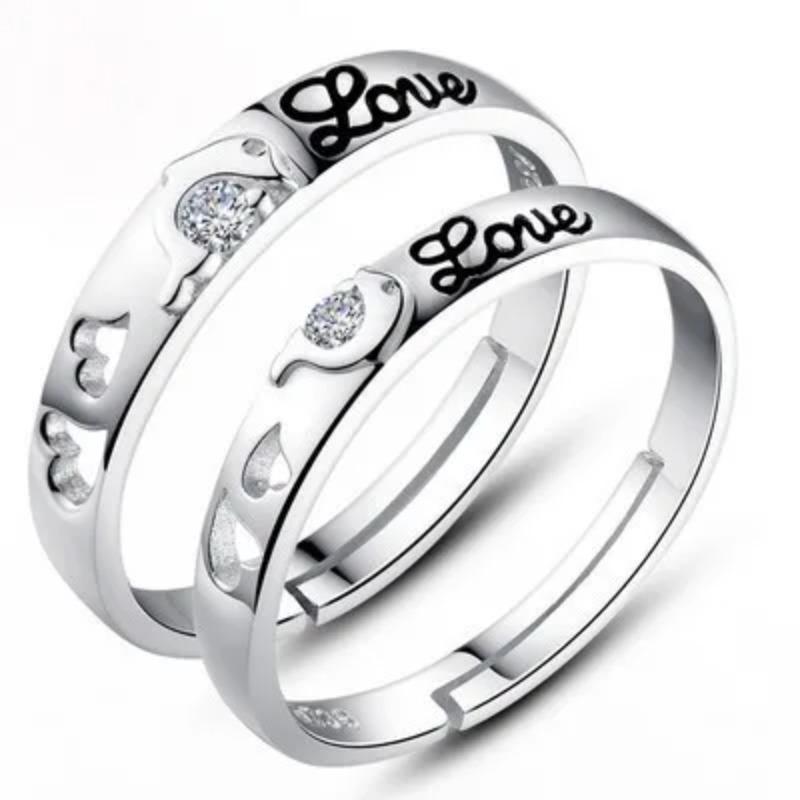 Fashion Exquisite Silver Color Pair Rings for Women Men Adjustable Couple Engagement Wedding Gift Jewelry Accessoires