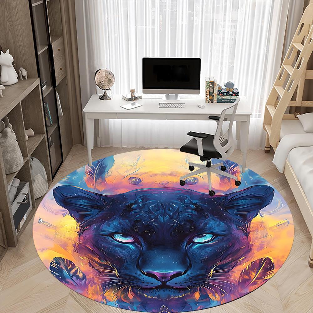 1pc Panther, Abstract Art Chair Carpet for Office, Soft Flannel Throw Mat, Perfect for Office,Holiday Party Decoration Choice yy251113067