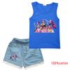 Bambina Ragazza Anime Cartone Animato Super Star Rumi Zoey Mira Cantante POP Stampa Casual Senza Maniche Canottiera Pantaloncini di Jeans Set di Vestiti