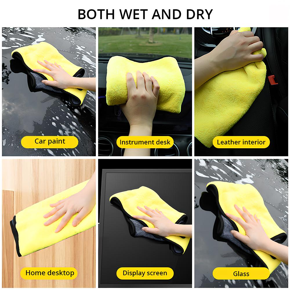 Outils de lavage d'entretien de voiture 500 g/m² 30 cm x 60/30 cm x 30 cm en microfibre épaisse pour nettoyage de voiture, polissage, cire, détails