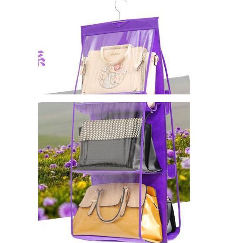 Modern Minimalist Hanging Wardrobe Organizer For Purses In Pink