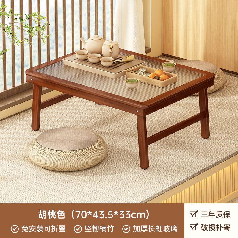 Foldable table, bay window table, children's student learning table, low dining table tempered glass