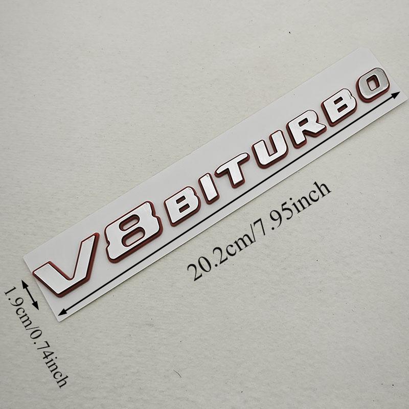 3D ABS Black Red Car Letters Logo V8 BITURBO Side Fender Badge Emblem Decal For Mercedes Benz AMG C63 E63S SL63 GLC63 G63 GLE63S