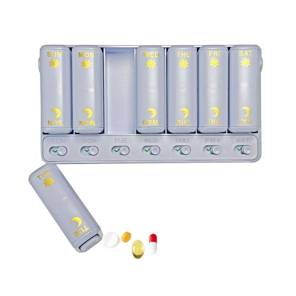 Two Time a Day Pill Organizer 7 Day Travel Medicine Box Weekly Pill Box  Medication Reminder Blue