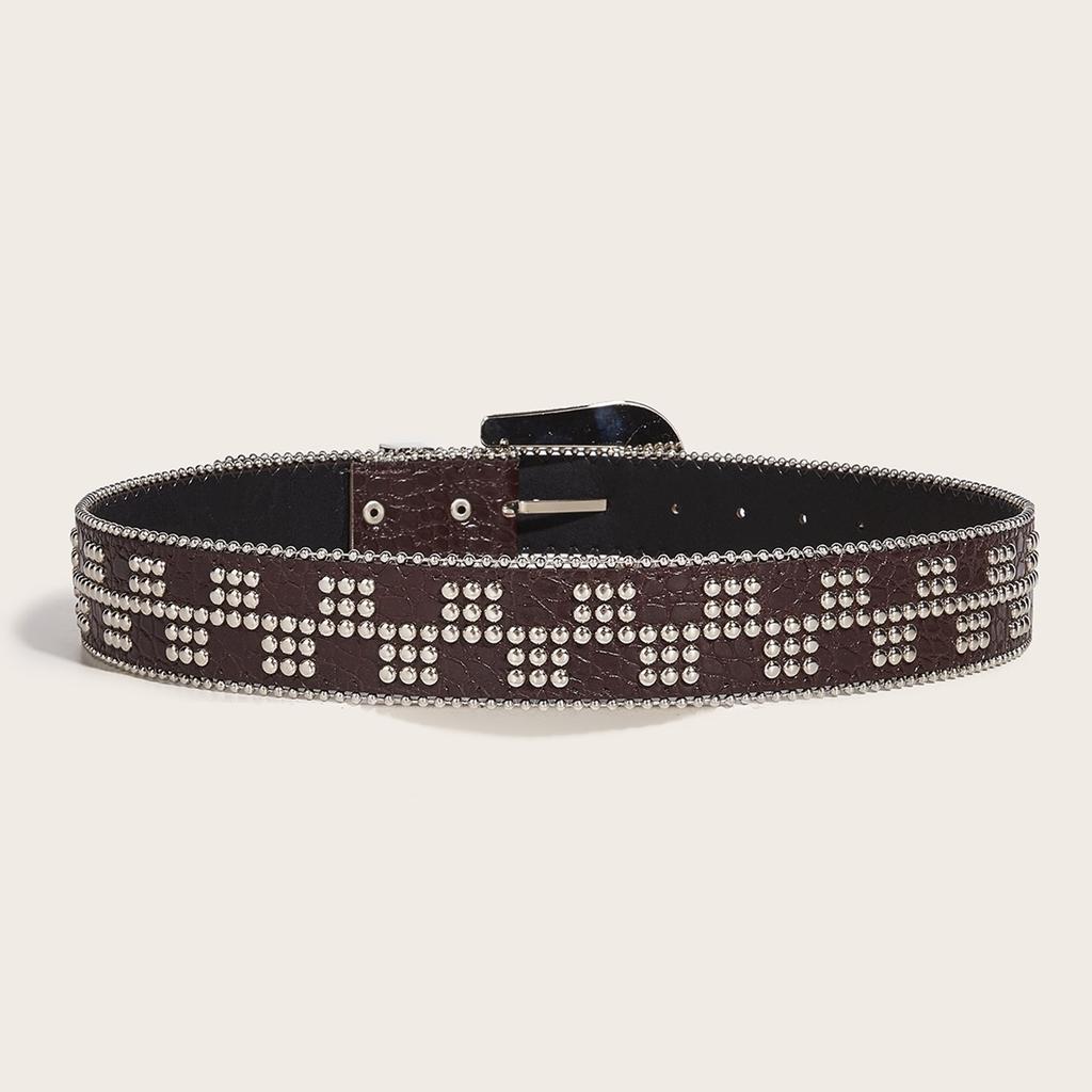 Western Rivet Studded Belt for Women with Beaded Trim Cowgirl Belt for Jeans Pants Girl Belt Decorative Waistband