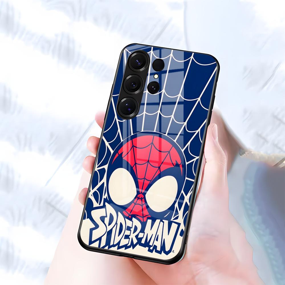 S-Spiders Cool Man Phone Case For Samsung S26 S25 S24 FE S23 S22 S21 Plus S20 Ultra Note20Ultra Black Glass Cover