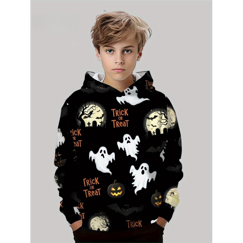 Boy Clothes Funny Terror Pumpkin Long Sleeve Hoodies Child Cartoon Halloween Thin Sweatshirt Tops Halloween Gift for Boys Girls