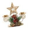 Gold Metal Double Candle Stand for Christmas Celebration Pinecones Berries Iron Candlestick Centerpieces Candle Holders