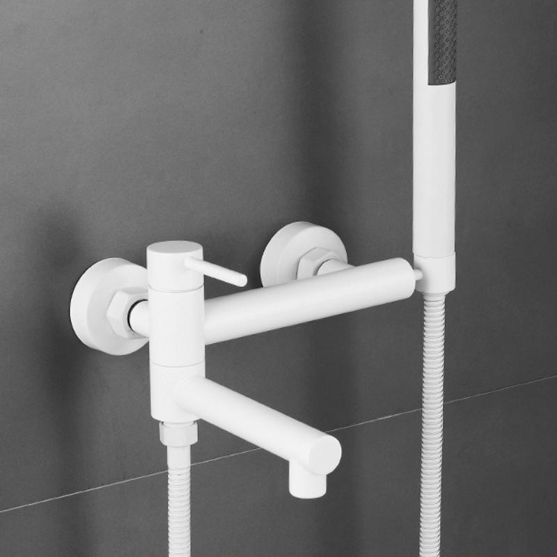 1Set Bathtub Faucet Shower Bathroom with Swivel Tub Spout and Handhold Shower Brass Wall Mounted Hot Cold Water Mixer Bath
