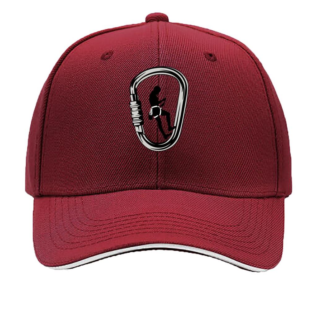 Rock Climbing Carabiner Rappelling Silhouette Minimalist Graphic Sandwich Baseball Cap Sun Cap Outdoor Workouts Hat