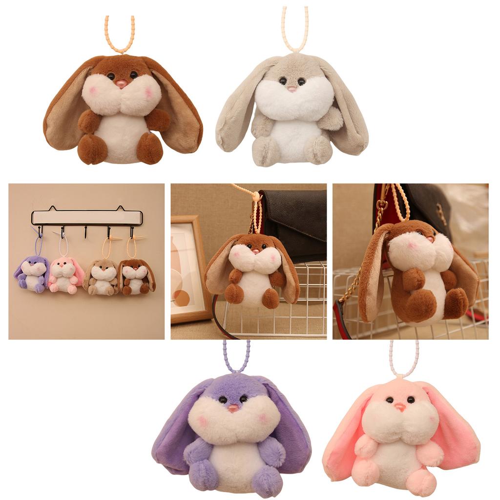 Fashionable Rabbit Shaped Keyring Long Eared Plush Bunnys Bag Pendant Keychain Handbag Accessory for Animal Lovers