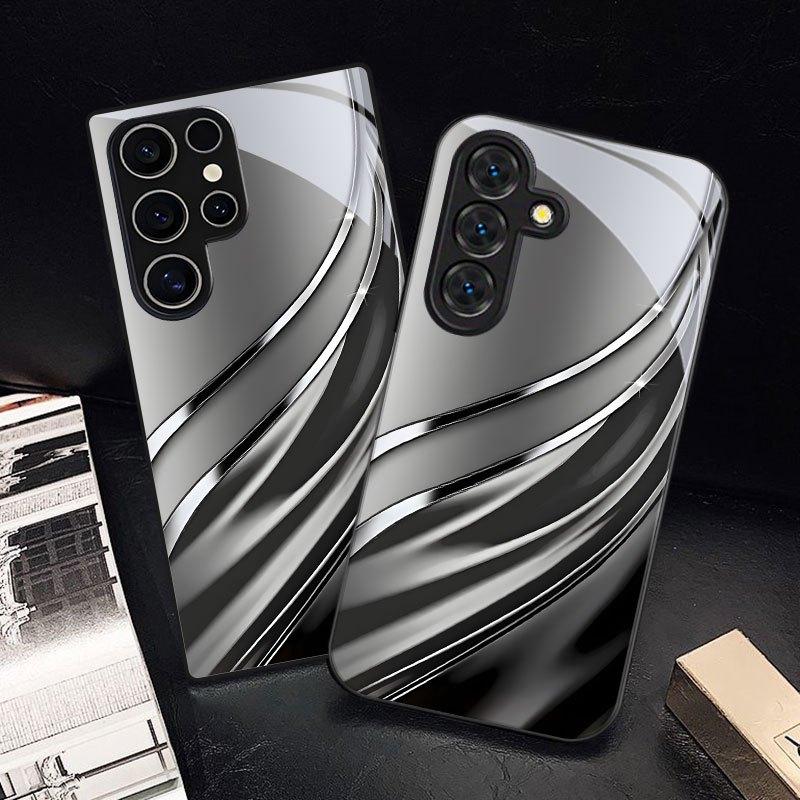 Streamlined texture printed pattern glass phone case suitable for Samsung Galaxy S26 S25 S24 S22 S21 S20 FE/Ultra/Plus hard case