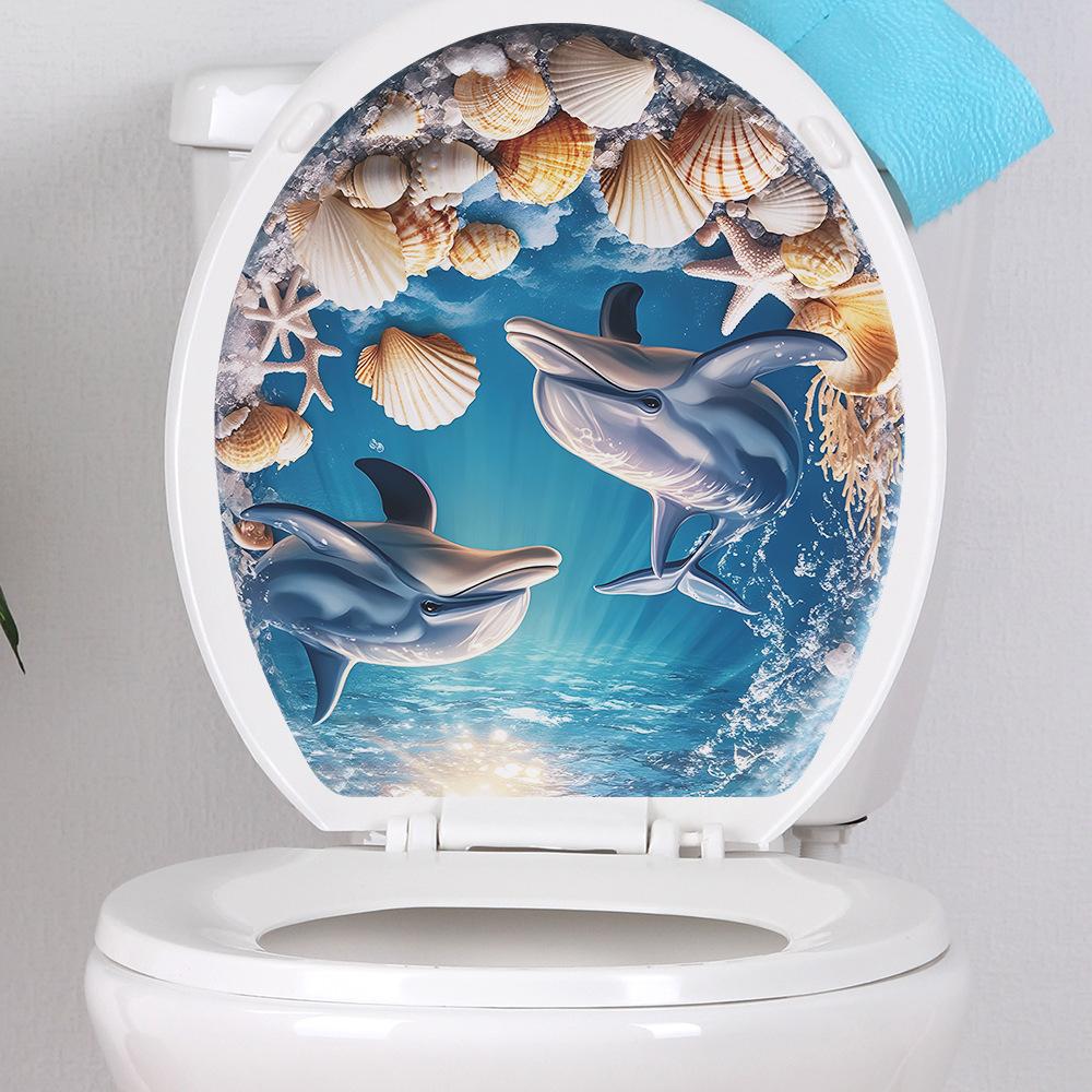 

1pc Ocean Dolphin Shell Bathroom Toilet Sticker Decorative Wall Sticker Room Decoration Accessories