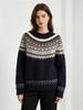 Women's Retro Fair Isle Jacquard Wool Sweater - Loose, Thick, Round Neck for Autumn/Winter
