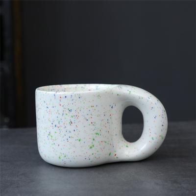 Chubby Ceramic Creative Water Cup Korean Ink Splashing Breakfast Ceramic Couple Cup Personalized Coffee Cup