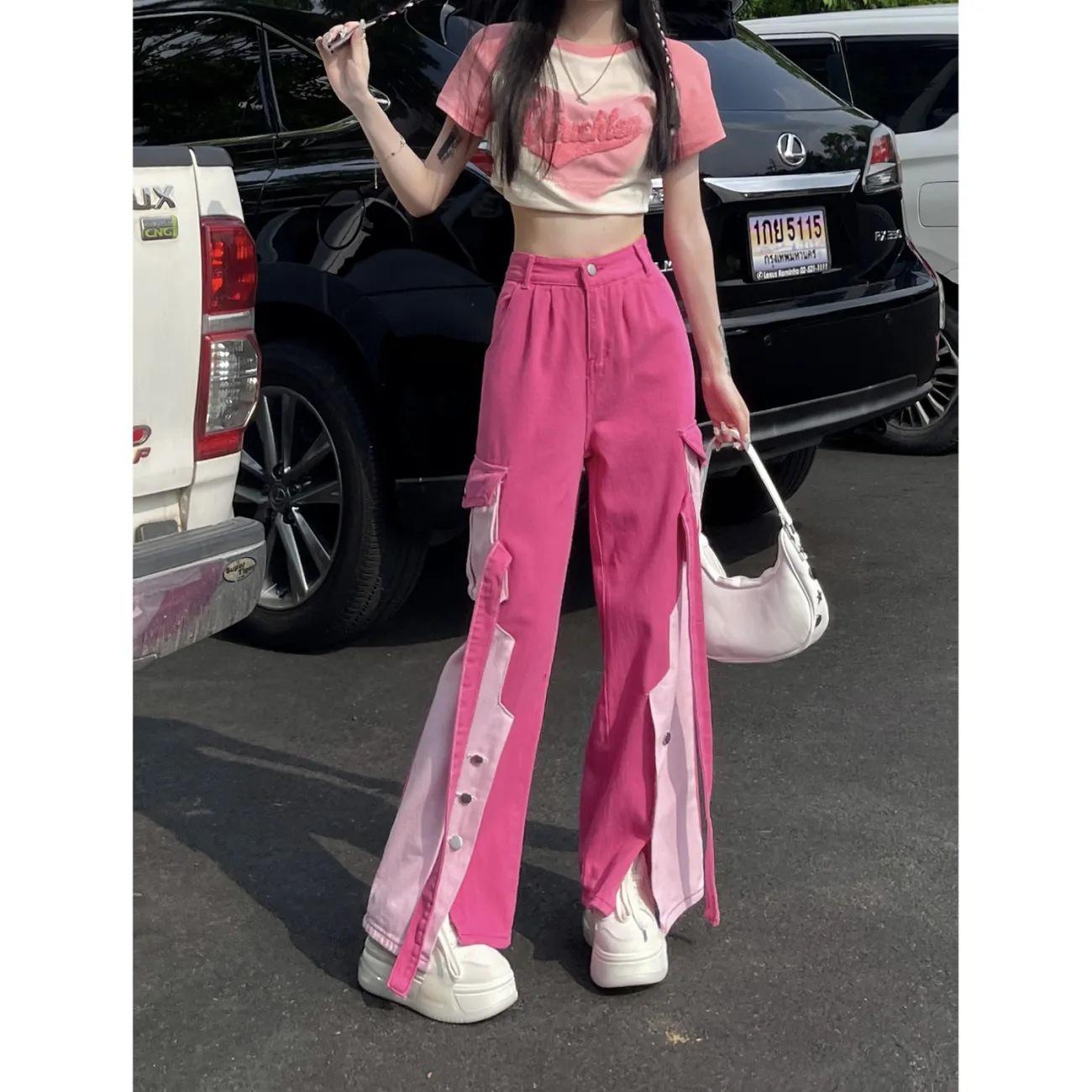 

Petite Dopamine Pink High-Waist Wide-Leg Jeans - Cropped XS XS 78-88 lbs