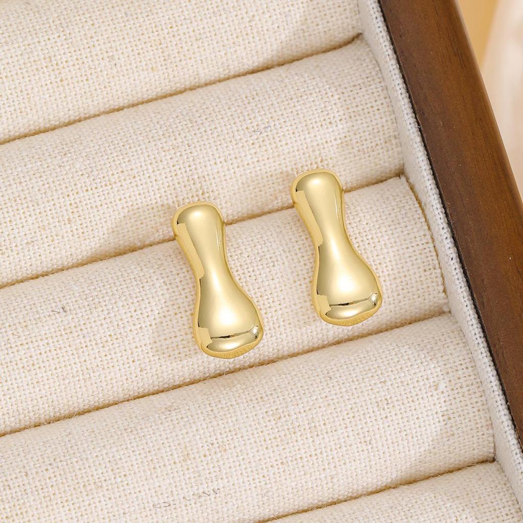 18K Polished Cute Bubble 26 Alphabet Stud Earrings - Minimalist Ear Jewelry