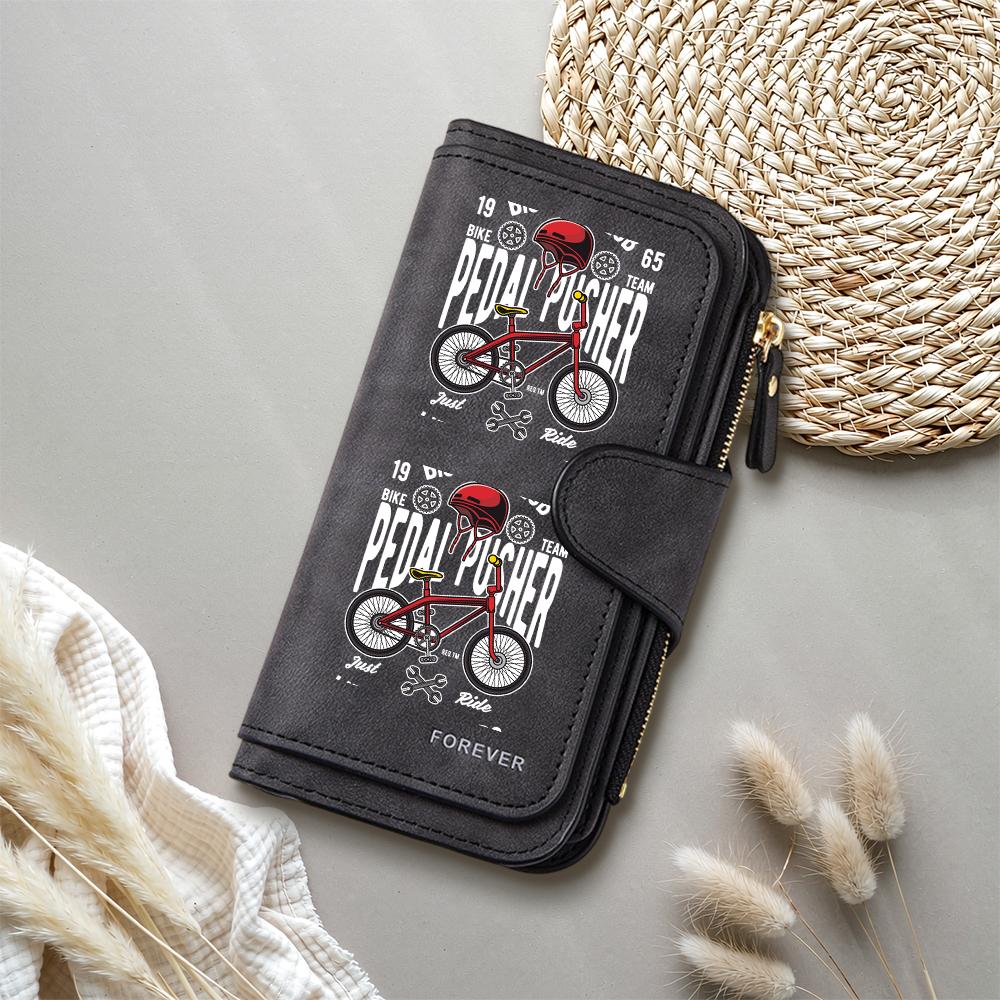 Stylish Biker Pattern Long Wallet Casual Portable Card Holder Leather Purse