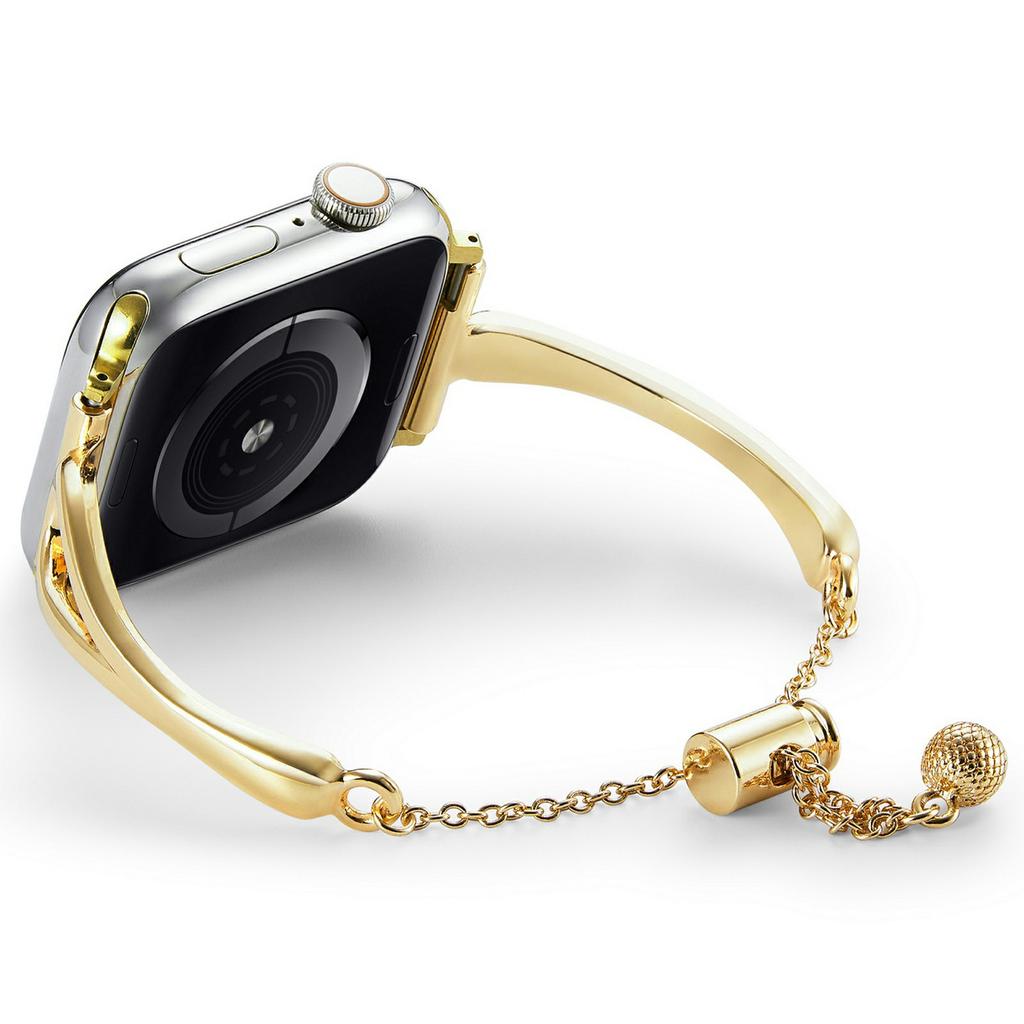 Metal Bracelet Band for Apple Watch Series 11 10 42mm/9 8 7 41mm/SE3 SE2 SE 6 5 4 40mm/3 2 1 38mm Drawstring Adjustable Hollow Watch Strap