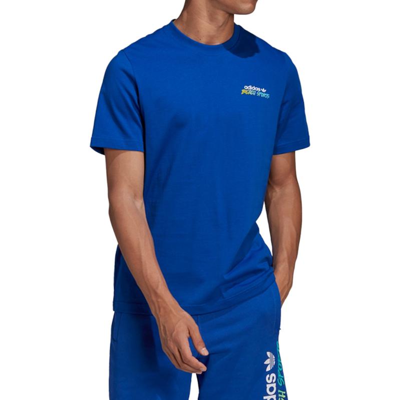 Adidas Originals T Shirts Men's Blue Crew Neck Thin Straight Fit HF2303