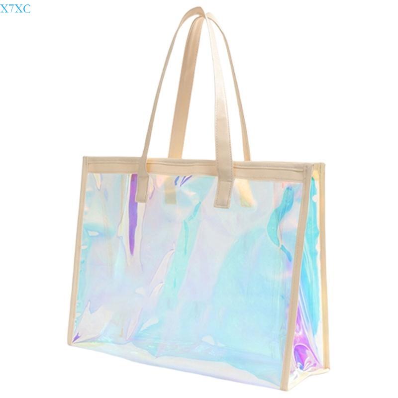 X7XC Convenient Clear Beach Bag with Ample Space Shoulder Bag Casual Handbag for Active Lifestyle Essential абрикосовый