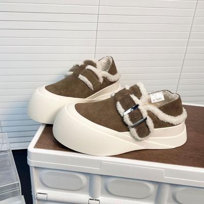 Leather Velvet Thick-soled Height-increasing Versatile Board Shoes, New Ugly and Cute, Soft-soled Casual Women's Shoes That Are Not Tired