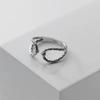 Adjustable Sterling Snake Texture Ring Women Men Vintage Geometric Statement Jewelry