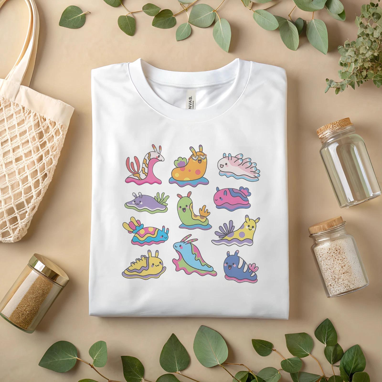 

Cute Sea Slug T-Shirt Kawaii Ocean Animal Graphic Tee for Women Men Kids A27 3XL