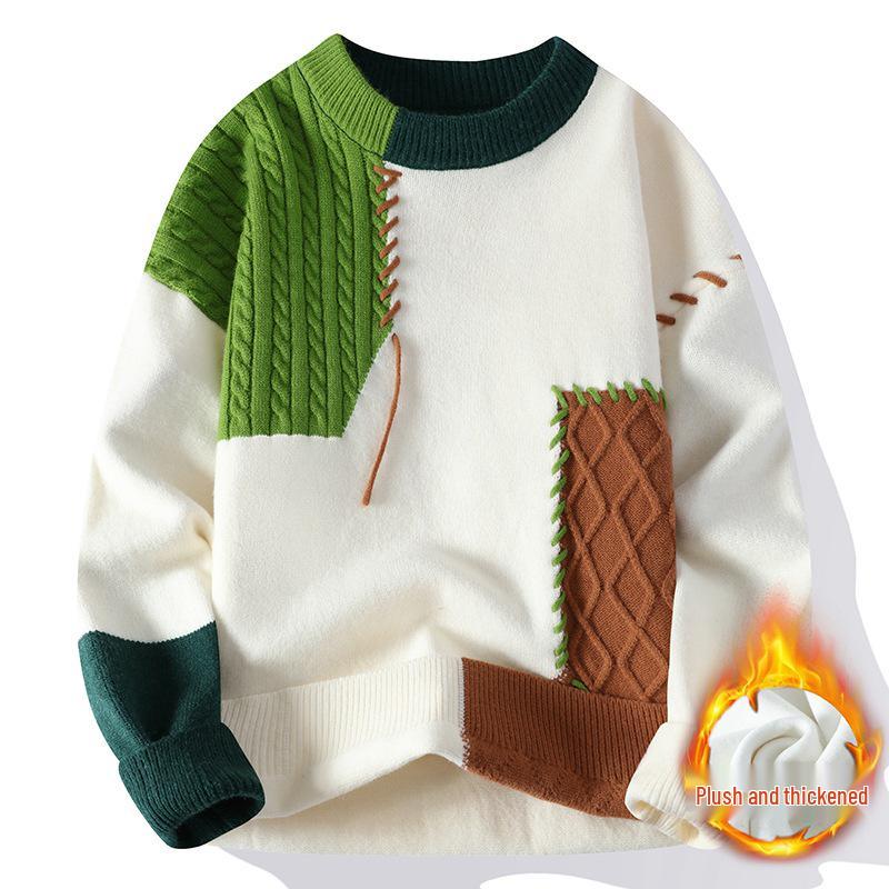 2024 Winter Men's Fleece Sweater: Japanese & Korean Style Knitwear