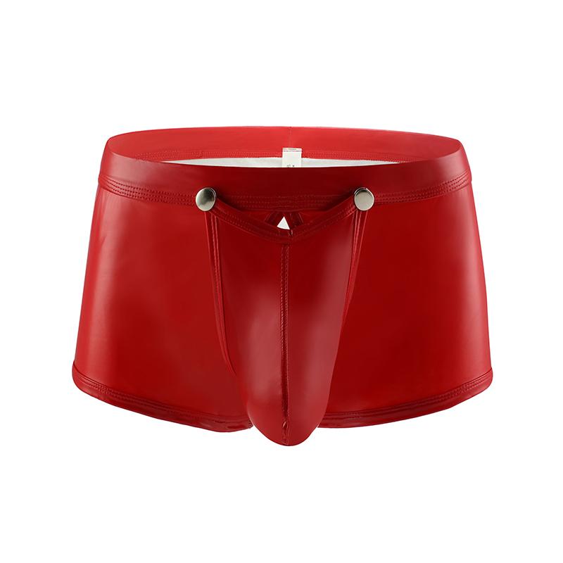 Sexy Mens Other Underwear Brief Men Cheap Gay Black Shiny Pu Leather wiht Open Front Separate Pouch Sex Boxer