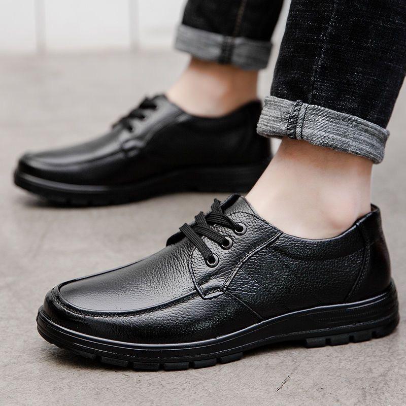 Genuine Leather Shoes Flat Mens Casual Shoes Cowhide Business Brand Male Footwear Soft Comfortable Black Botas Para Hombre Male