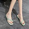 Fashion Slippers Women Summer Big Size Slides Female Shoes Low Med Cross-Tied 2024 Basic Fabric Hoof Heels Rome PVC Rubber Shoes Low La