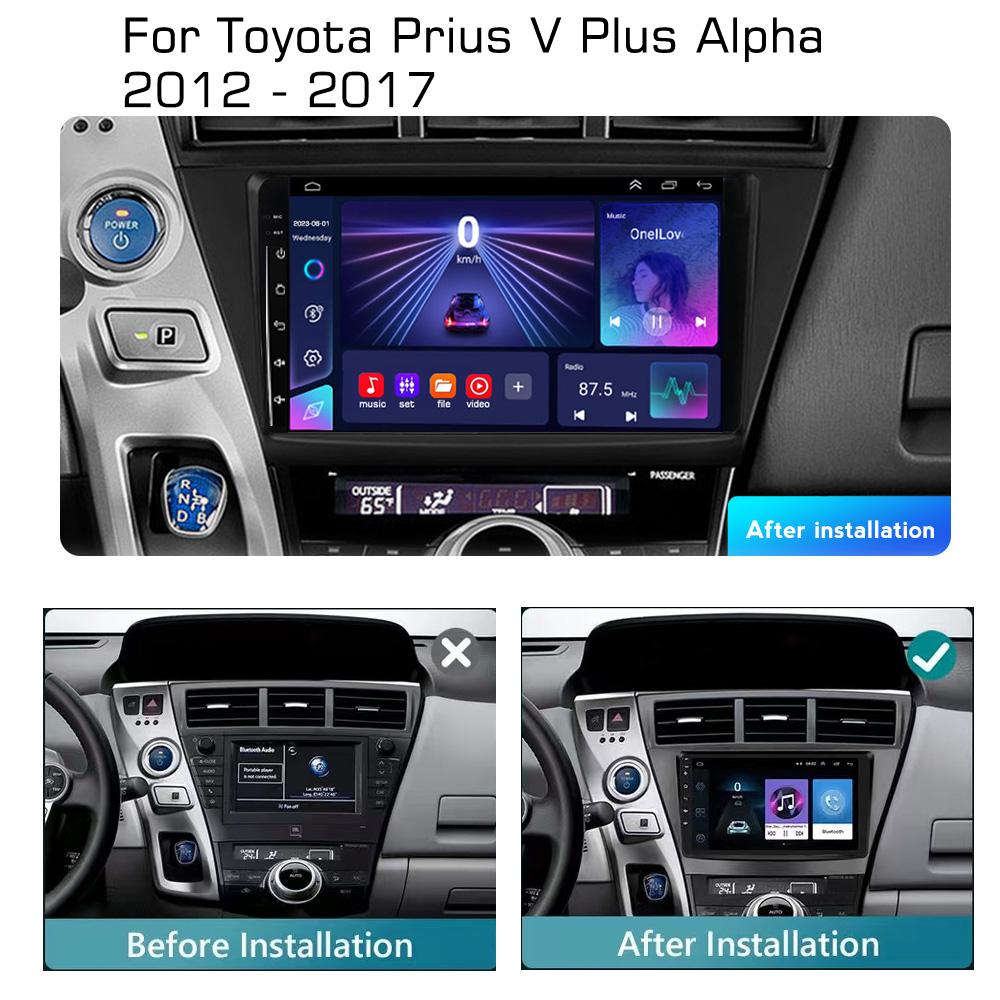 2din Android10 Car Radio Multimedia Carplay Auto GPS Navigation 4G For Toyota Prius V Plus Alpha 2012 2013 2014 2015 - 2017