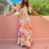 2026 Spring New Arrival: Elegant Lantern Sleeve A-line Dress with Print