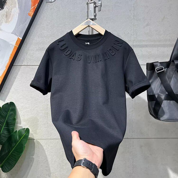 Herrenmode Kurzarm-T-Shirt, 2024 Trendiger lockerer Schnitt mit einfachem Druck.