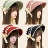 Lace Bowknot Bonnet Hat Soft Comfortable Costume Hat Cosplay Headwear For Women Seasonal Holiday Photography Accessories