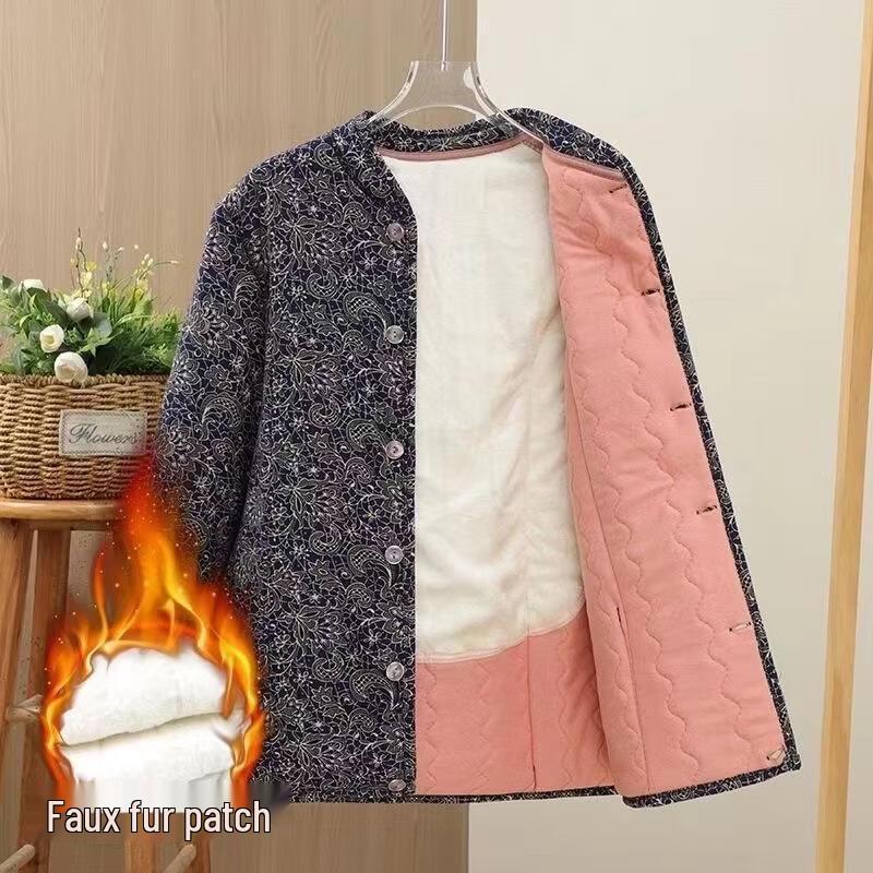 SEE KEAN Women s Winter Velvet-Lined Padded Cardigan Jacket