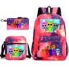 3 Piece School Backpack Set for Students Large Capacity Oxford Cloth Schoolbag with Shoulder Strap and Pencil Case