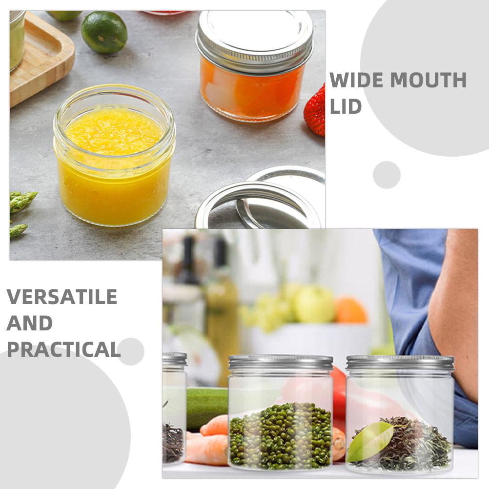 4Pcs 250Ml Mini Clear Plastic Jar with Silver Aluminum Wide-Mouth Lid for Tea Candy Spices Dry Food Kitchen Storage Travel Craft