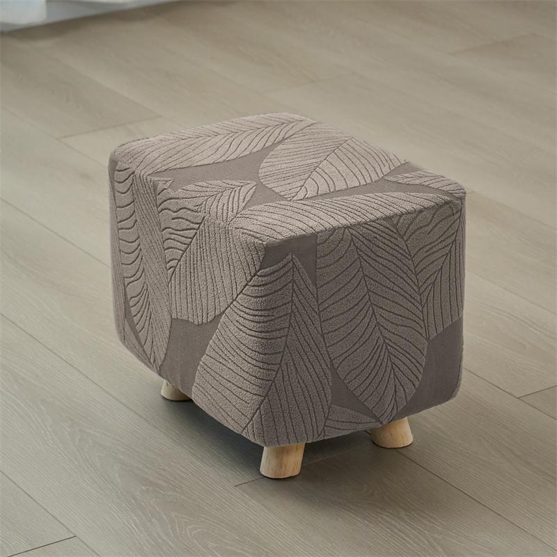 1PC Leaves Jacquard Ottoman Cover Elastic Dustproof Sofa Footrest Slipcovers Anti-slip Footstool Protector Cover for Living Room