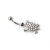 16G Multicolor Rhinestone Cute Turtle Sexy Body Piercing Belly Button Bar Ring